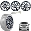 WolkomHome Car Accessories Wheel Cap, Hub Cap 15 Inch Wheel Cover Delta Full Black Set of 4 Wheel Cap for Quanto