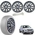 WolkomHome Car Accessories Wheel Cap, Hub Cap 15 Inch Wheel Cover Delta Full Black Set of 4 Wheel Cap for Venue