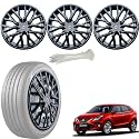 WolkomHome Car Accessories Wheel Cap, Hub Cap 15 Inch Wheel Cover Delta Full Black Set of 4 Wheel Cap for glanza