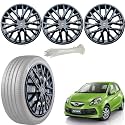 WolkomHome Car Accessories Wheel Cap, Hub Cap 14 Inch Wheel Cover Delta Full Black Set of 4 Wheel Cap for Brio