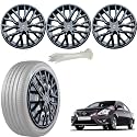 WolkomHome Car Accessories Wheel Cap, Hub Cap 15 Inch Wheel Cover Delta Full Black Set of 4 Wheel Cap for Sunny New