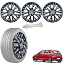 WolkomHome Car Accessories Wheel Cap, Hub Cap 15 Inch Wheel Cover Delta Full Black Set of 4 Wheel Cap for New i20 2020
