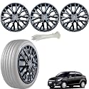 WolkomHome Car Accessories Wheel Cap, Hub Cap 14 Inch Wheel Cover Delta Full Black Set of 4 Wheel Cap for Swift Dzire Type 3