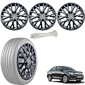 WolkomHome Car Accessories Wheel Cap, Hub Cap 14 Inch Wheel Cover Delta Full Black Set of 4 Wheel Cap for Amaze 2022