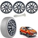 WolkomHome Car Accessories Wheel Cap, Hub Cap 15 Inch Wheel Cover Delta Full Black Set of 4 Wheel Cap for Ecosport New