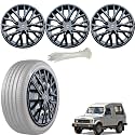 WolkomHome Car Accessories Wheel Cap, Hub Cap 15 Inch Wheel Cover Delta Full Black Set of 4 Wheel Cap for Gypsy