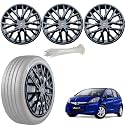 WolkomHome Car Accessories Wheel Cap, Hub Cap 14 Inch Wheel Cover Delta Full Black Set of 4 Wheel Cap for Jazz Old Type 1