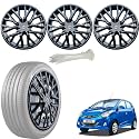 WolkomHome Car Accessories Wheel Cap, Hub Cap 13 Inch Wheel Cover Delta Full Black Set of 4 Wheel Cap for EON Era