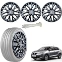 WolkomHome Car Accessories Wheel Cap, Hub Cap 15 Inch Wheel Cover Delta Full Black Set of 4 Wheel Cap for Baleno 2015