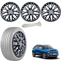 WolkomHome Car Accessories Wheel Cap, Hub Cap 15 Inch Wheel Cover Delta Full Black Set of 4 Wheel Cap for Punch