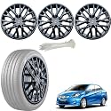 WolkomHome Car Accessories Wheel Cap, Hub Cap 14 Inch Wheel Cover Delta Full Black Set of 4 Wheel Cap for Amaze Type 1