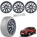 WolkomHome Car Accessories Wheel Cap, Hub Cap 13 Inch Wheel Cover Delta Full Black Set of 4 Wheel Cap for Kwid