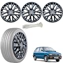 WolkomHome Car Accessories Wheel Cap, Hub Cap 12 Inch Wheel Cover Delta Full Black Set of 4 Wheel Cap for Maruti 800