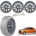 WolkomHome Car Accessories Wheel Cap, Hub Cap 14 Inch Wheel Cover Delta Full Black Set of 4 Wheel Cap for Figo New 2015
