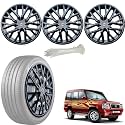 WolkomHome Car Accessories Wheel Cap, Hub Cap 15 Inch Wheel Cover Delta Full Black Set of 4 Wheel Cap for Sumo