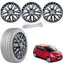 WolkomHome Car Accessories Wheel Cap, Hub Cap 14 Inch Wheel Cover Delta Full Black Set of 4 Wheel Cap for i20 Old