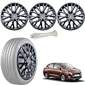 WolkomHome Car Accessories Wheel Cap, Hub Cap 15 Inch Wheel Cover Delta Full Black Set of 4 Wheel Cap for Aura