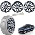 WolkomHome Car Accessories Wheel Cap, Hub Cap 15 Inch Wheel Cover Delta Full Black Set of 4 Wheel Cap for City 2017
