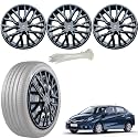 WolkomHome Car Accessories Wheel Cap, Hub Cap 14 Inch Wheel Cover Delta Full Black Set of 4 Wheel Cap for Amaze Old