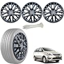 WolkomHome Car Accessories Wheel Cap, Hub Cap 15 Inch Wheel Cover Delta Full Black Set of 4 Wheel Cap for Innova 2012 2013