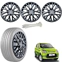 WolkomHome Car Accessories Wheel Cap, Hub Cap 12 Inch Wheel Cover Delta Full Black Set of 4 Wheel Cap for Alto 800 New