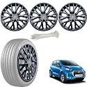 WolkomHome Car Accessories Wheel Cap, Hub Cap 13 Inch Wheel Cover Delta Full Black Set of 4 Wheel Cap for Datsun redi go 2020