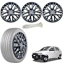 WolkomHome Car Accessories Wheel Cap, Hub Cap 12 Inch Wheel Cover Delta Full Black Set of 4 Wheel Cap for Alto