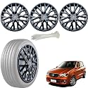 WolkomHome Car Accessories Wheel Cap, Hub Cap 13 Inch Wheel Cover Delta Full Black Set of 4 Wheel Cap for Alto K10 Old