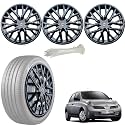 WolkomHome Car Accessories Wheel Cap, Hub Cap 14 Inch Wheel Cover Delta Full Black Set of 4 Wheel Cap for Micra