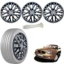 WolkomHome Car Accessories Wheel Cap, Hub Cap 13 Inch Wheel Cover Delta Full Black Set of 4 Wheel Cap for Baleno Old