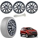WolkomHome Car Accessories Wheel Cap, Hub Cap 15 Inch Wheel Cover Delta Full Black Set of 4 Wheel Cap for Ecosport