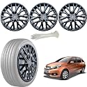 WolkomHome Car Accessories Wheel Cap, Hub Cap 15 Inch Wheel Cover Delta Full Black Set of 4 Wheel Cap for Mobilio