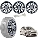 WolkomHome Car Accessories Wheel Cap, Hub Cap 14 Inch Wheel Cover Delta Full Black Set of 4 Wheel Cap for Figo 2018