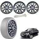 WolkomHome Car Accessories Wheel Cap, Hub Cap 14 Inch Wheel Cover Delta Full Black Set of 4 Wheel Cap for Fiesta Classic