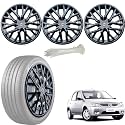 WolkomHome Car Accessories Wheel Cap, Hub Cap 14 Inch Wheel Cover Delta Full Black Set of 4 Wheel Cap for Logan