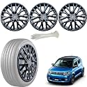 WolkomHome Car Accessories Wheel Cap, Hub Cap 15 Inch Wheel Cover Delta Full Black Set of 4 Wheel Cap for ignis Sigma