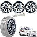 WolkomHome Car Accessories Wheel Cap, Hub Cap 13 Inch Wheel Cover Delta Full Black Set of 4 Wheel Cap for Santro Xing