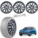WolkomHome Car Accessories Wheel Cap, Hub Cap 14 Inch Wheel Cover Delta Full Black Set of 4 Wheel Cap for Figo Type 2