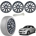 WolkomHome Car Accessories Wheel Cap, Hub Cap 14 Inch Wheel Cover Delta Full Black Set of 4 Wheel Cap for Swift Dzire