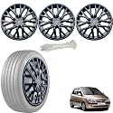 WolkomHome Car Accessories Wheel Cap, Hub Cap 13 Inch Wheel Cover Delta Full Black Set of 4 Wheel Cap for GetzPrime