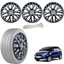 WolkomHome Car Accessories Wheel Cap, Hub Cap 14 Inch Wheel Cover Delta Full Black Set of 4 Wheel Cap for Inidica Vista