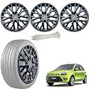 WolkomHome Car Accessories Wheel Cap, Hub Cap 14 Inch Wheel Cover Delta Full Black Set of 4 Wheel Cap for Figo Type 1