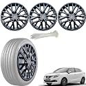 WolkomHome Car Accessories Wheel Cap, Hub Cap 15 Inch Wheel Cover Delta Full Black Set of 4 Wheel Cap for Baleno RS 2019