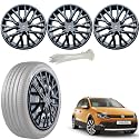 WolkomHome Car Accessories Wheel Cap, Hub Cap 15 Inch Wheel Cover Delta Full Black Set of 4 Wheel Cap for Polo Cross