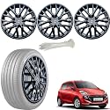 WolkomHome Car Accessories Wheel Cap, Hub Cap 14 Inch Wheel Cover Delta Full Black Set of 4 Wheel Cap for Santro 2018