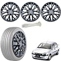 WolkomHome Car Accessories Wheel Cap, Hub Cap 13 Inch Wheel Cover Delta Full Black Set of 4 Wheel Cap for Ikon