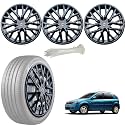 WolkomHome Car Accessories Wheel Cap, Hub Cap 14 Inch Wheel Cover Delta Full Black Set of 4 Wheel Cap for Verito Vibe