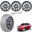 WolkomHome Car Accessories Wheel Cap, Hub Cap 14 Inch Wheel Cover Delta Full Black Set of 4 Wheel Cap for Amaze 2018