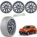 WolkomHome Car Accessories Wheel Cap, Hub Cap 14 Inch Wheel Cover Delta Full Black Set of 4 Wheel Cap for KUV 100