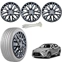 WolkomHome Car Accessories Wheel Cap, Hub Cap 15 Inch Wheel Cover Delta Full Black Set of 4 Wheel Cap for Yaris 2018